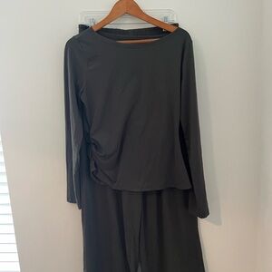 Dark Gray Long Sleeve Top and Pants Set